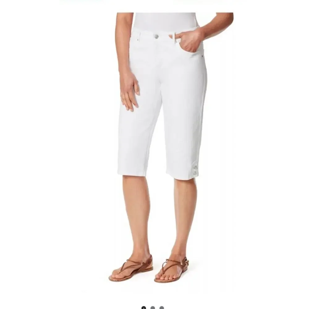 Gloria Vanderbilt White Kaia Side Button Skimmer bermuda Shorts 20W